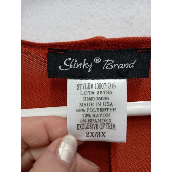 Slinky Brand Womens Cardigan Size 2X Orange Dolman Open Front Oversized BOHO - Picture 3 of 8